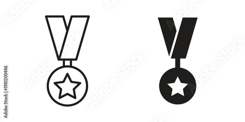 Sports medal icon in black stroke eps vector graphic