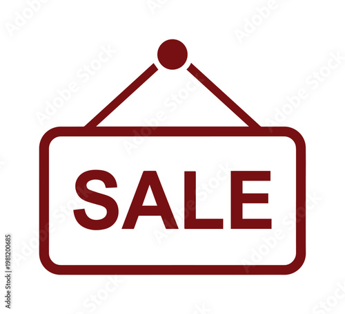 セールアイコン、割引やプロモーションを告知する吊り下げ看板のベクターイラスト。オンラインストア、広告、ウェブサイトデザインに最適な商用グラフィック素材。