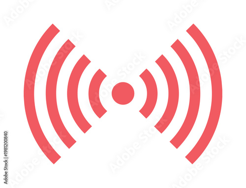 赤色のシンプルなWi-Fi電波アイコン、無線通信とネットワーク接続を示すベクター素材、デジタルデバイスやインターネット関連プロジェクトに最適なグラフィックリソース