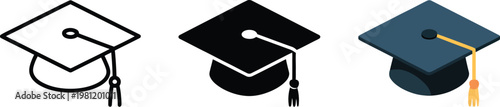 Graduation hat icon education cap symbol academic student hat vector illustration university college school graduation ceremony pictogram