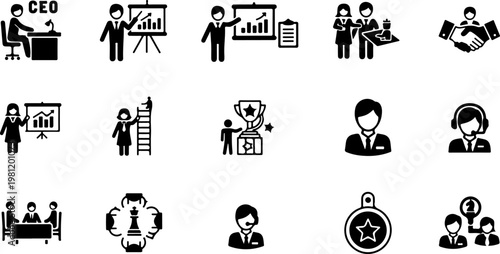 Business and Leadership Icon Set for Professional Management