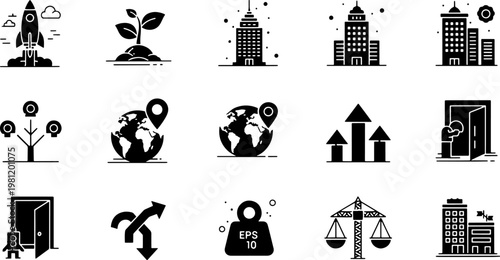 Business Growth and Corporate Concept Icon Set