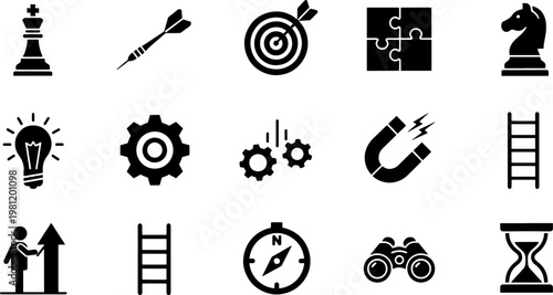 Business Strategy and Success Concept Icons Set
