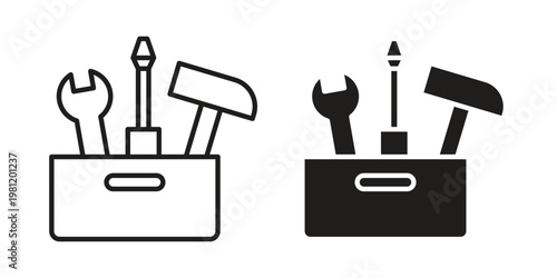 Toolbox icon in black stroke eps vector graphic