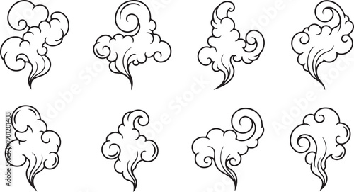 A collection of whimsical hand-drawn curls and swirls in black ink Vector
