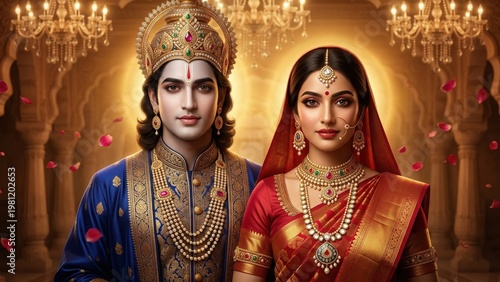 Radha Krishna royal palace divine luxury wallpaper.