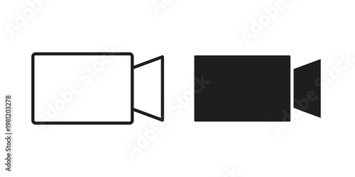 Video call icon in black stroke eps vector graphic