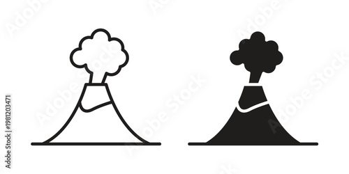 Volcano icon in black stroke eps vector graphic