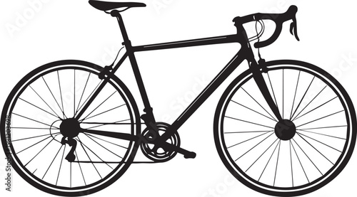Black Bicycle Silhouette Vector Icon Side View Minimal Line Art Isolated on Transparent Background