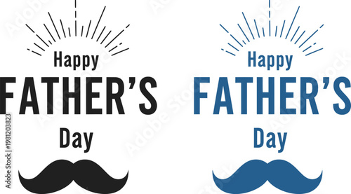 Celebrate happy father's day heartfelt greetings mustache designs and radiant sunbursts for dad's special day