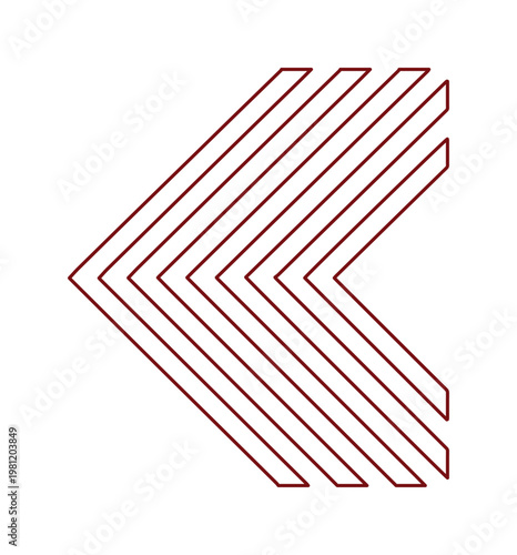 ミニマルな幾何学模様の左向き矢印アイコン、モダンで抽象的なデザイン要素、ウェブサイトやアプリのUI/UXに最適なベクターグラフィック