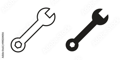 Wrench icon in black stroke eps vector graphic