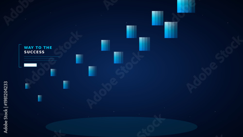 Blue glowing cubes floating in dark space vector illustration