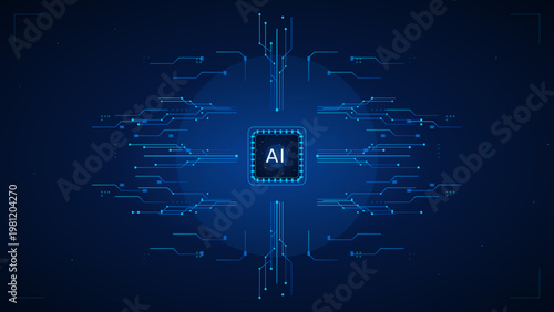 ai technology brain digital network vector illustration
