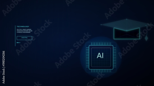 ai technology concept with glowing interface vector illustration