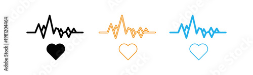 Heart health monitoring ecg waveforms and heart icons representing vital signs