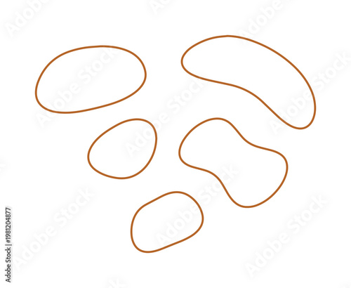 有機的な形状の抽象的な線画ベクターセット、自然な輪郭と流れるようなデザインのミニマルなイラスト素材、ウェブデザインやグラフィックデザインに最適なシンプルでモダンな要素