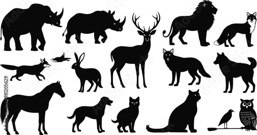 Collection of animal silhouettes