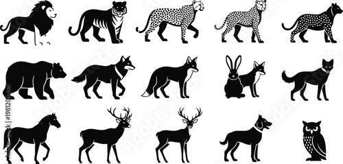 Collection of various animal silhouettes