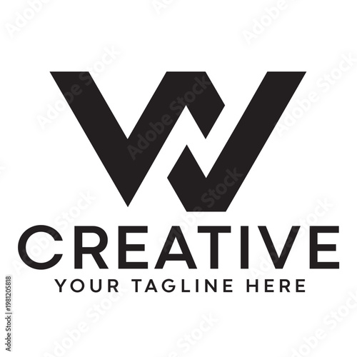 Modern Geometric WN Monogram Logo - Interlocking Letters W and N