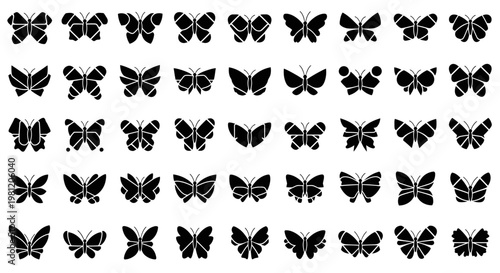 Collection of various butterfly silhouettes.