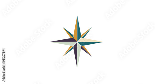 Minimalist nautical compass rose icon on white background.