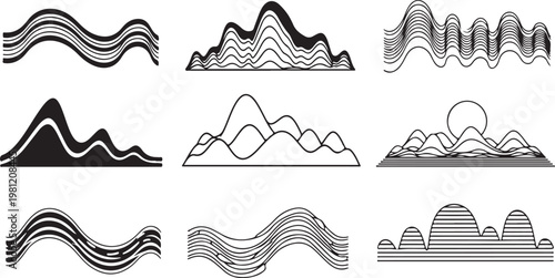 Various line graphs showing different trends and patterns in data visualization Vector