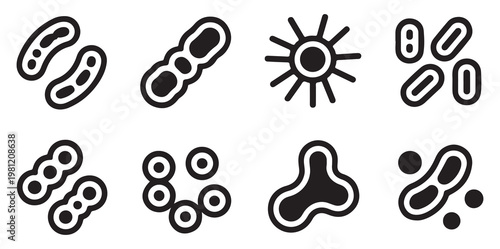 Pathogen and Virus Symbol Set - Minimalist Medical Vector Icons