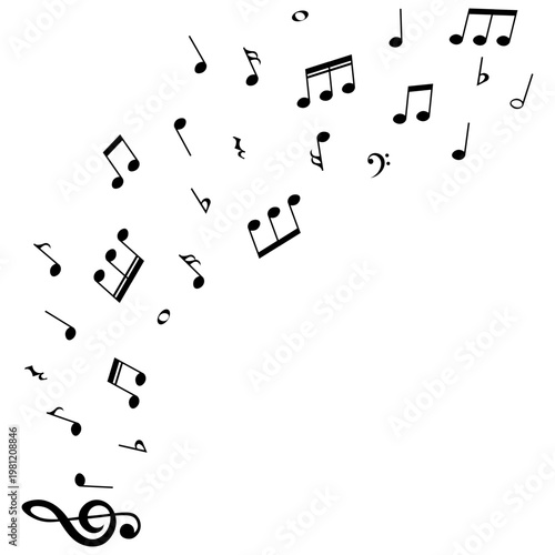 Musical pattern, music notes flow, vector illustration.