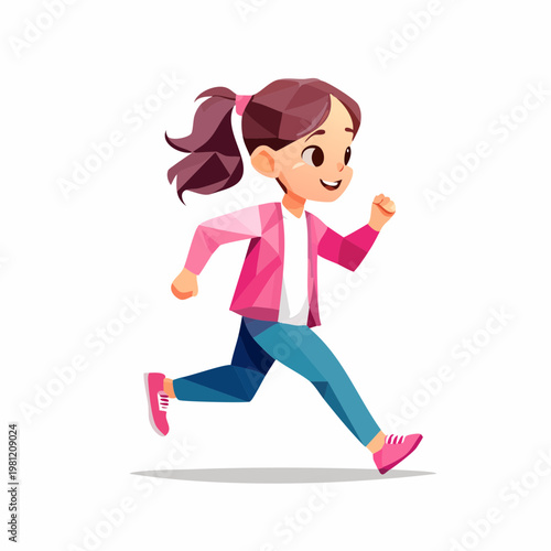 Girl Running in Mid-Stride