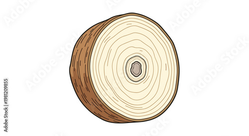 Detailed cross-section of a tree log revealing concentric growth rings and bark, illustrating natural patterns and the passage of time in nature.