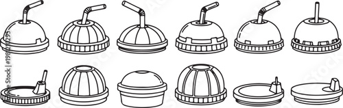 Varieties of antique metal teapots with handles and spouts in black and white Vector