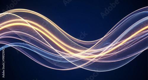Glowing Flowing Light Wave Digital Ribbon.