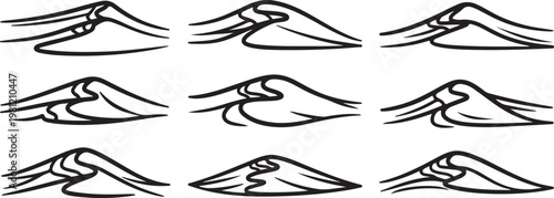 Minimalist black and white illustrations of fish in motion Vector