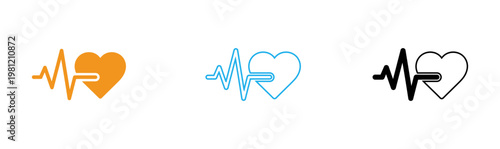 Heartbeat and heart icons representing life health and medical concepts