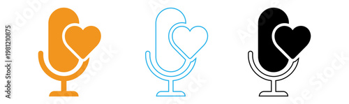 Podcast love two microphone and heart icons representing audio affection