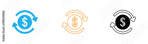 Financial cycle icons illustrating money flow and continuous transactions