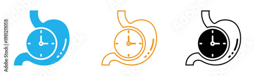 Gastric emptying illustration comparing normal and delayed stomach processes