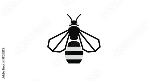 Stylized black and white bee icon on a clean white background.