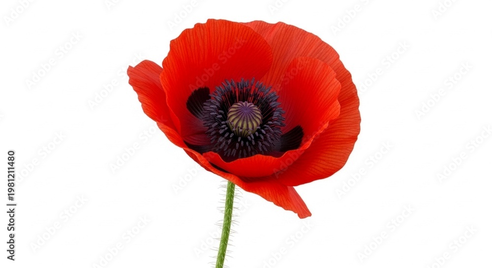 Obraz premium Red Poppy Flower Isolated on White Background