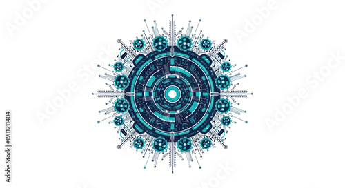 Futuristic circular digital technology and circuit board design