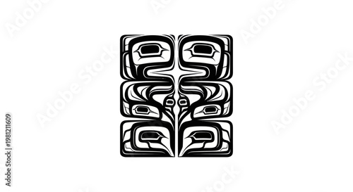 Traditional Haida art style pattern vector graphic design.