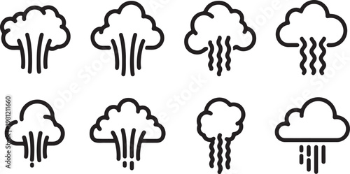 A row of stylized cloud icons with varying numbers of fluffy sections Vector