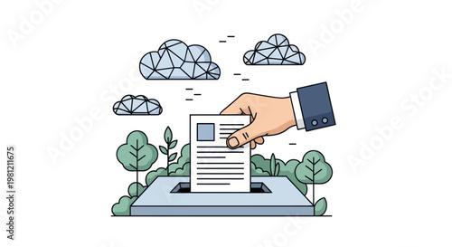 Hand casting vote into ballot box outdoors.