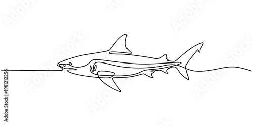 Принти на полотні Shark, minimalist line art, simple shark illustration, vector marine animal