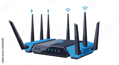 A modern wireless router with multiple antennas for strong internet connectivity