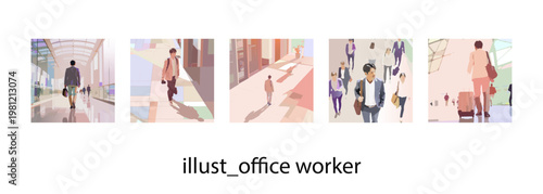 ビジネスマンの日常風景_イラスト素材