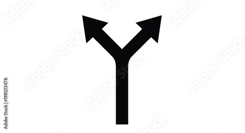 A black bifurcation symbol against a white background a striking silhouette