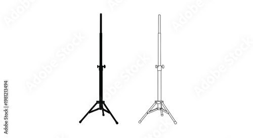 Photography Two studio light stands one black and one white silhouette