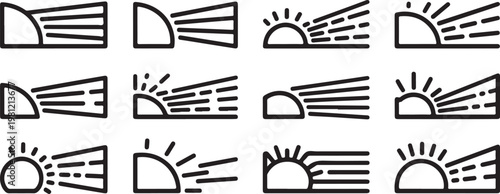 Abstract black and white line art showcasing various geometric shapes and patterns Vector